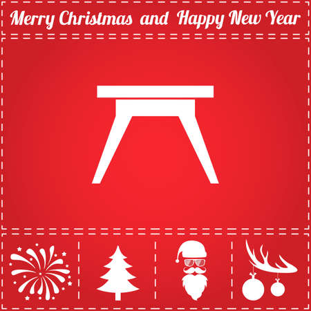 Camping table Icon Vector. And bonus symbol for New Year - Santa Claus, Christmas Tree, Firework, Balls on deer antlersのイラスト素材