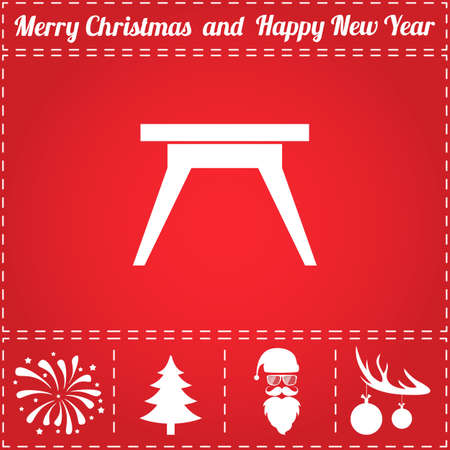 Camping table Icon Vector. And bonus symbol for New Year - Santa Claus, Christmas Tree, Firework, Balls on deer antlersの素材 [FY31090002930]