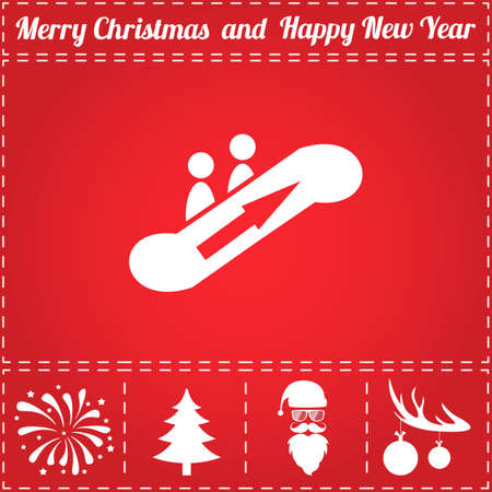 Escalator up Icon Vector. And bonus symbol for New Year - Santa Claus, Christmas Tree, Firework, Balls on deer antlersのイラスト素材