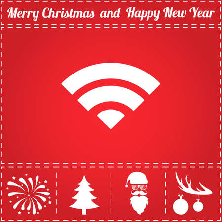 Wifi Icon Vector. And bonus symbol for New Year - Santa Claus, Christmas Tree, Firework, Balls on deer antlersのイラスト素材