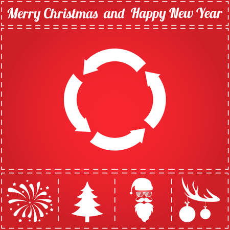 Recycle Icon Vector. And bonus symbol for New Year - Santa Claus, Christmas Tree, Firework, Balls on deer antlersのイラスト素材