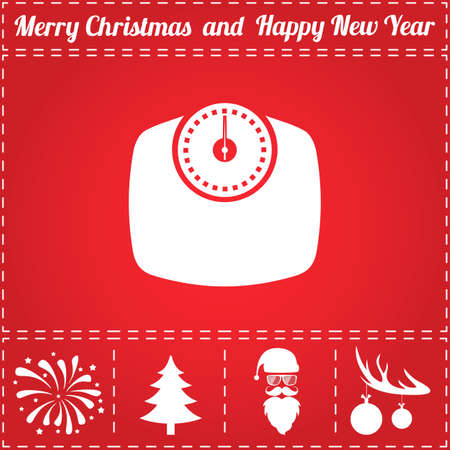 Scale Icon Vector. And bonus symbol for New Year - Santa Claus, Christmas Tree, Firework, Balls on deer antlersのイラスト素材
