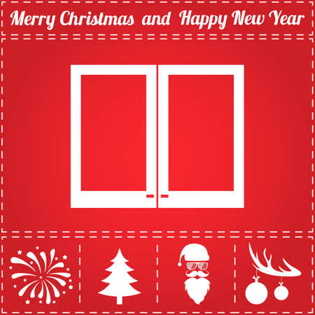 Glazing Icon Vector. And bonus symbol for New Year - Santa Claus, Christmas Tree, Firework, Balls on deer antlersのイラスト素材