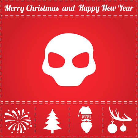 Mask Icon Vector. And bonus symbol for New Year - Santa Claus, Christmas Tree, Firework, Balls on deer antlersのイラスト素材
