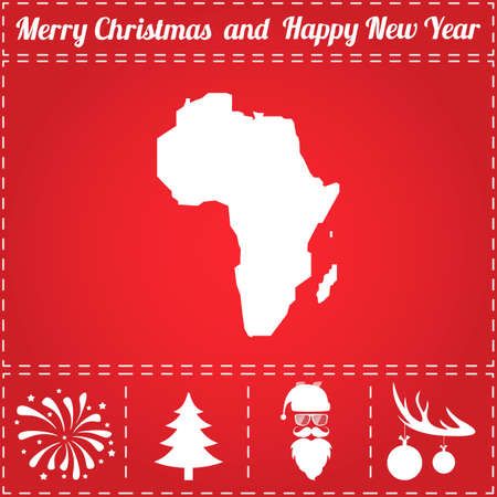 Africa Icon Vector. And bonus symbol for New Year - Santa Claus, Christmas Tree, Firework, Balls on deer antlersのイラスト素材
