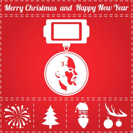 Lenin order Icon Vector. And bonus symbol for New Year - Santa Claus, Christmas Tree, Firework, Balls on deer antlersのイラスト素材