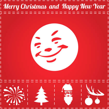 Smile Icon Vector. And bonus symbol for New Year - Santa Claus, Christmas Tree, Firework, Balls on deer antlersのイラスト素材