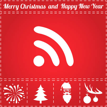 Podcast Icon Vector. And bonus symbol for New Year - Santa Claus, Christmas Tree, Firework, Balls on deer antlersのイラスト素材