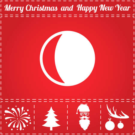 Moon Icon Vector. And bonus symbol for New Year - Santa Claus, Christmas Tree, Firework, Balls on deer antlersのイラスト素材