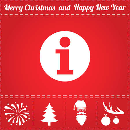 Info Icon Vector. And bonus symbol for New Year - Santa Claus, Christmas Tree, Firework, Balls on deer antlersのイラスト素材