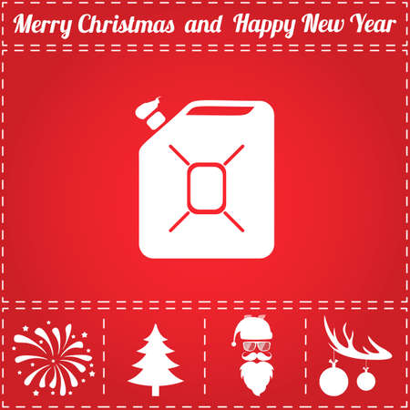Jerrican Icon Vector. And bonus symbol for New Year - Santa Claus, Christmas Tree, Firework, Balls on deer antlersのイラスト素材