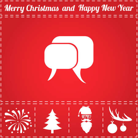 Conversation Icon Vector. And bonus symbol for New Year - Santa Claus, Christmas Tree, Firework, Balls on deer antlersのイラスト素材