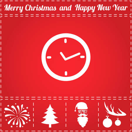 Watch Icon Vector. And bonus symbol for New Year - Santa Claus, Christmas Tree, Firework, Balls on deer antlersのイラスト素材