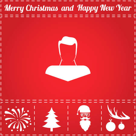 Profile Icon Vector. And bonus symbol for New Year - Santa Claus, Christmas Tree, Firework, Balls on deer antlersのイラスト素材
