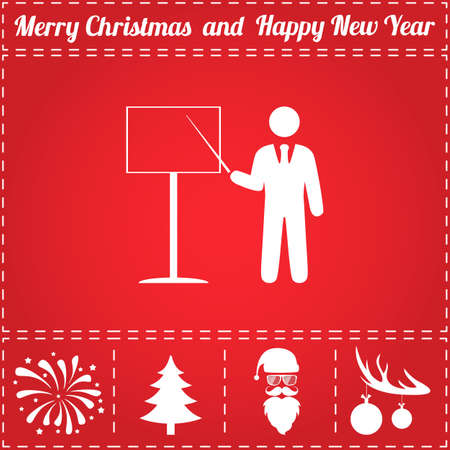 Teacher Icon Vector. And bonus symbol for New Year - Santa Claus, Christmas Tree, Firework, Balls on deer antlersのイラスト素材