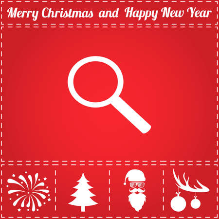 Search Icon Vector. And bonus symbol for New Year - Santa Claus, Christmas Tree, Firework, Balls on deer antlersのイラスト素材