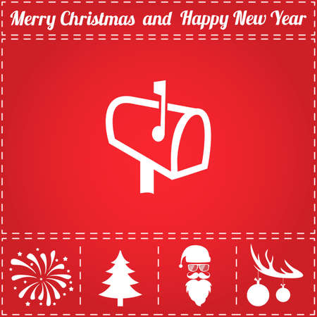 Postbox Icon Vector. And bonus symbol for New Year - Santa Claus, Christmas Tree, Firework, Balls on deer antlersのイラスト素材