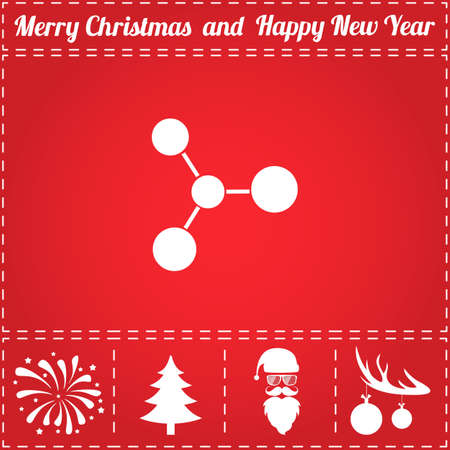 Molecule Icon Vector. And bonus symbol for New Year - Santa Claus, Christmas Tree, Firework, Balls on deer antlersのイラスト素材