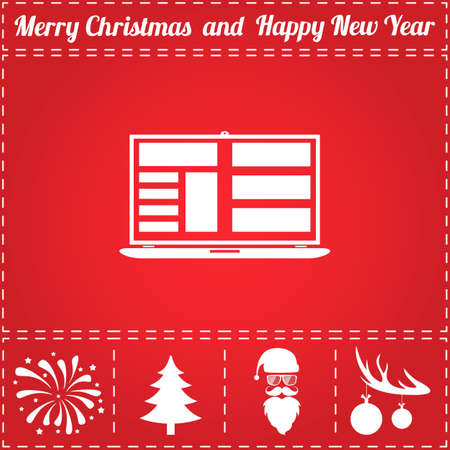 Laptop app Icon Vector. And bonus symbol for New Year - Santa Claus, Christmas Tree, Firework, Balls on deer antlersのイラスト素材