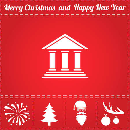 Tribunal Icon Vector. And bonus symbol for New Year - Santa Claus, Christmas Tree, Firework, Balls on deer antlersのイラスト素材