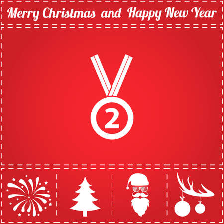 Award Icon Vector. And bonus symbol for New Year - Santa Claus, Christmas Tree, Firework, Balls on deer antlersのイラスト素材