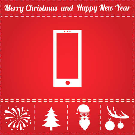 Telephone Icon Vector. And bonus symbol for New Year - Santa Claus, Christmas Tree, Firework, Balls on deer antlersのイラスト素材