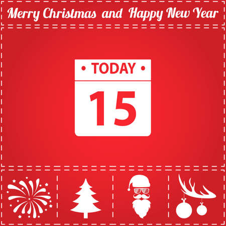 Calendar Icon Vector. And bonus symbol for New Year - Santa Claus, Christmas Tree, Firework, Balls on deer antlersのイラスト素材