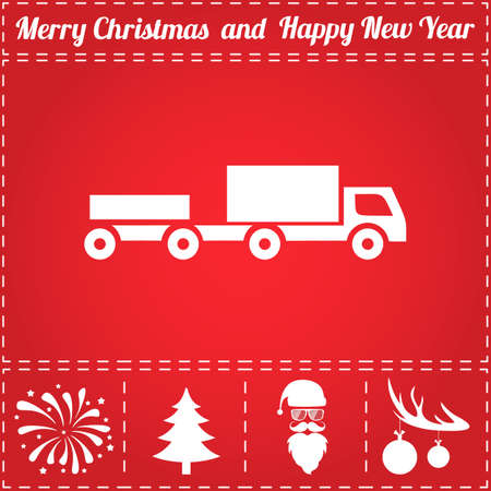 Truck Icon Vector. And bonus symbol for New Year - Santa Claus, Christmas Tree, Firework, Balls on deer antlersのイラスト素材