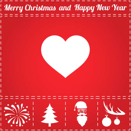 Heart Icon Vector. And bonus symbol for New Year - Santa Claus, Christmas Tree, Firework, Balls on deer antlersのイラスト素材