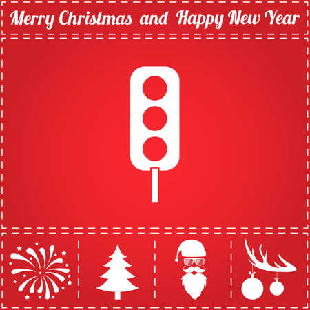 Traffic light Icon Vector. And bonus symbol for New Year - Santa Claus, Christmas Tree, Firework, Balls on deer antlersのイラスト素材