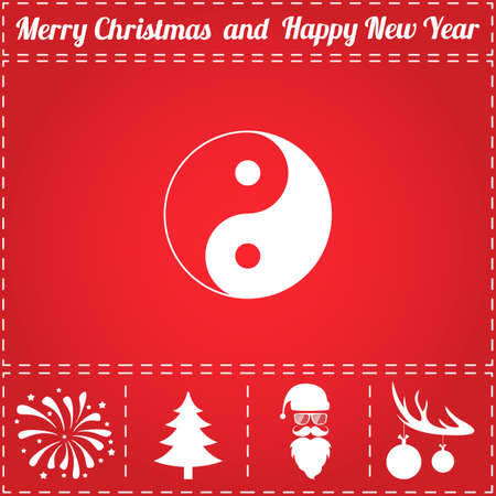 Ying yang Icon Vector. And bonus symbol for New Year - Santa Claus, Christmas Tree, Firework, Balls on deer antlersのイラスト素材