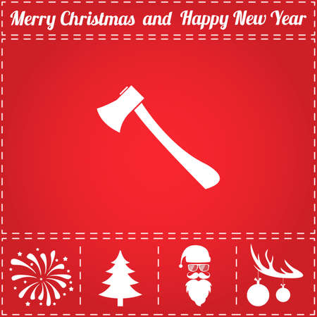 Ax Icon Vector. And bonus symbol for New Year - Santa Claus, Christmas Tree, Firework, Balls on deer antlersのイラスト素材