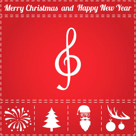 Note Icon Vector. And bonus symbol for New Year - Santa Claus, Christmas Tree, Firework, Balls on deer antlersのイラスト素材