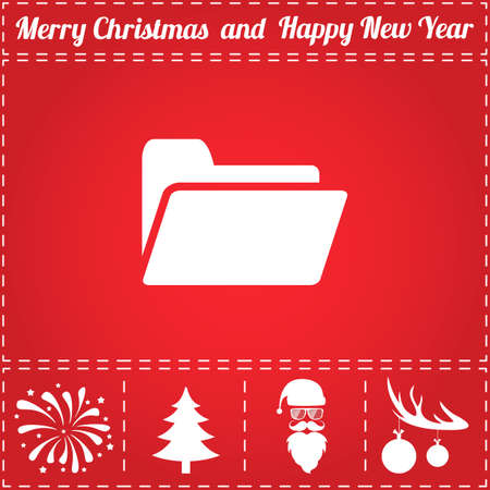 Folder Icon Vector. And bonus symbol for New Year - Santa Claus, Christmas Tree, Firework, Balls on deer antlersのイラスト素材