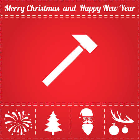Hammer Icon Vector. And bonus symbol for New Year - Santa Claus, Christmas Tree, Firework, Balls on deer antlersのイラスト素材