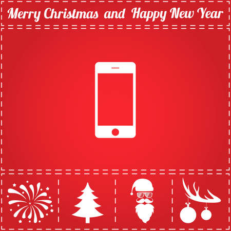 Smartphone Icon Vector. And bonus symbol for New Year - Santa Claus, Christmas Tree, Firework, Balls on deer antlersのイラスト素材