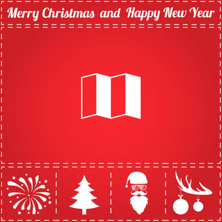 Map Icon Vector. And bonus symbol for New Year - Santa Claus, Christmas Tree, Firework, Balls on deer antlersのイラスト素材