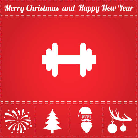 Dumbbell Icon Vector. And bonus symbol for New Year - Santa Claus, Christmas Tree, Firework, Balls on deer antlersのイラスト素材