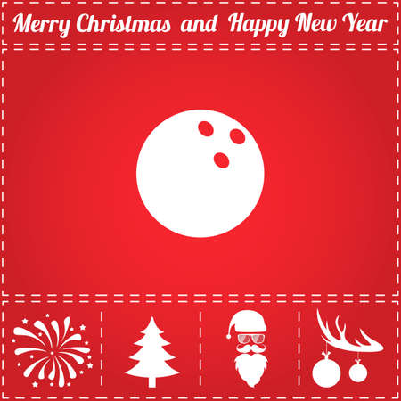 Bowling Icon Vector. And bonus symbol for New Year - Santa Claus, Christmas Tree, Firework, Balls on deer antlersのイラスト素材