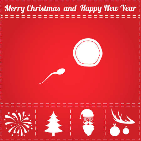Conception Icon Vector. And bonus symbol for New Year - Santa Claus, Christmas Tree, Firework, Balls on deer antlersのイラスト素材