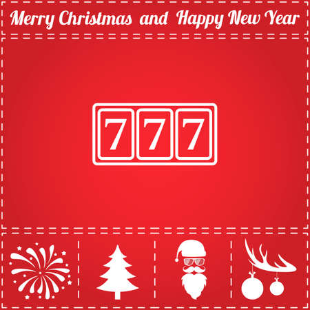 Jackpot Icon Vector. And bonus symbol for New Year - Santa Claus, Christmas Tree, Firework, Balls on deer antlersのイラスト素材