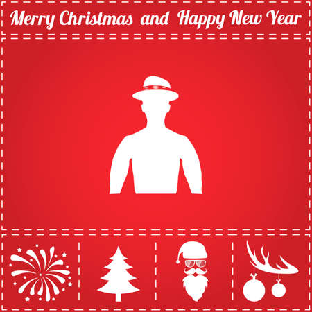 Avatar Icon Vector. And bonus symbol for New Year - Santa Claus, Christmas Tree, Firework, Balls on deer antlersのイラスト素材