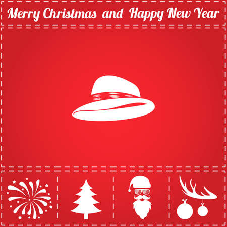 Hat Icon Vector. And bonus symbol for New Year - Santa Claus, Christmas Tree, Firework, Balls on deer antlersのイラスト素材