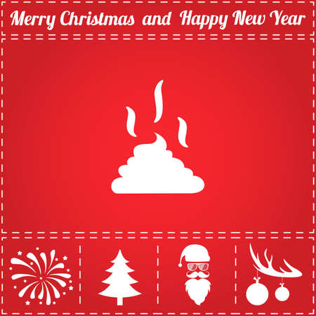 Feces Icon Vector. And bonus symbol for New Year - Santa Claus, Christmas Tree, Firework, Balls on deer antlersのイラスト素材