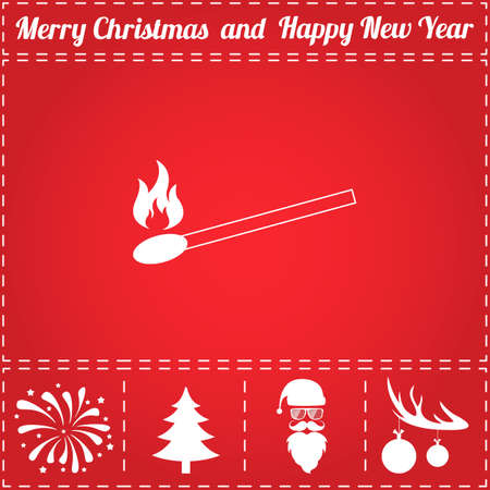 Match Icon Vector. And bonus symbol for New Year - Santa Claus, Christmas Tree, Firework, Balls on deer antlersのイラスト素材