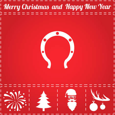 Horseshoe Icon Vector. And bonus symbol for New Year - Santa Claus, Christmas Tree, Firework, Balls on deer antlersのイラスト素材