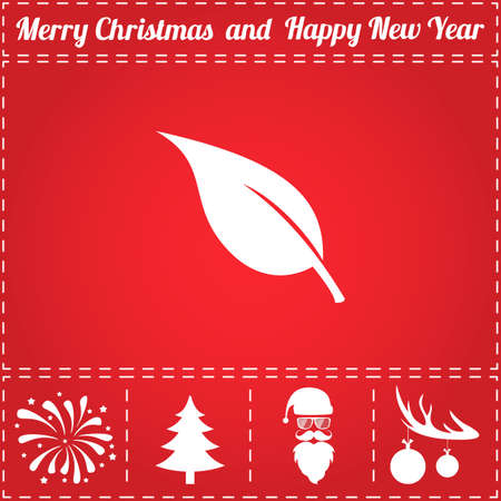 Leaf Icon Vector. And bonus symbol for New Year - Santa Claus, Christmas Tree, Firework, Balls on deer antlersのイラスト素材