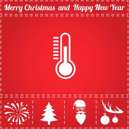 Thermometer Icon Vector. And bonus symbol for New Year - Santa Claus, Christmas Tree, Firework, Balls on deer antlersのイラスト素材