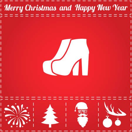 Shoes Icon Vector. And bonus symbol for New Year - Santa Claus, Christmas Tree, Firework, Balls on deer antlersのイラスト素材