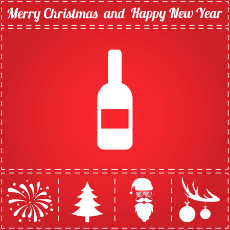 Bottle Icon Vector. And bonus symbol for New Year - Santa Claus, Christmas Tree, Firework, Balls on deer antlersのイラスト素材